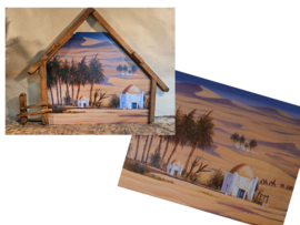 Gpa-B12a: Kerststal-achtergrond op 2mm karton (30x40cm)