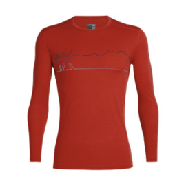 Icebreaker Mens 200 Oasis LS Crewe Single Line Ski / Chili Red -XLarge