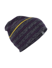 Icebreaker Muts Atom Hat Gritstone Heather/Burgundy/Eggplant