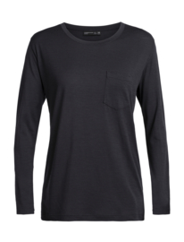 Icebreaker Wmns Tech Lite LS Pocket Crewe / Deep Midnight - Large