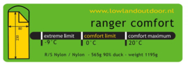 LOWLAND OUTDOOR® Ranger Comfort - 230 x 80 cm (incl. capuchon) 1195gr - 0°C