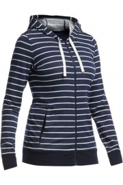 Icebreaker Wmns Allure LS Zip Hood Stripe / Admiral/Snow/Natural - XSmall