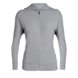 Icebreaker 	Wmns Momentum  LS Zip Hood / Fossil/Snow  HTHR -Small