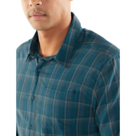 Icebreaker Mens Compass Flannel LS Shirt / Poseidon/Timberwolf/Hydro Plate