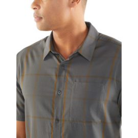 Icebreaker Mens Compass SS Shirt / Thunder/Timberwolf/Tobacco/Plaid - M-L