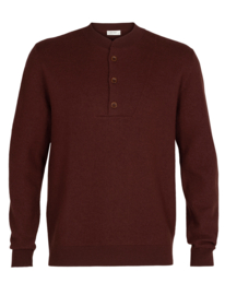 Icebreaker Mens Abbeyfield Half Button Sweater / Espresso - M-L-XL