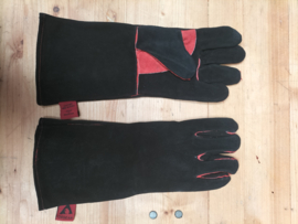 Oxgear Leren Hittebestendige / Vuurvaste - BBQ Handschoenen – Oven want / handschoen - Gevoerd - Zwart / Rood – Soepel