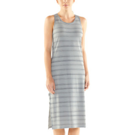 Icebreaker Wmns Yanni Tank Midi Dress / Lunar HTHR/Panther/Scratch Stripe - Small