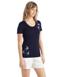 Icebreaker 	Wmns Tech Lite SS Scoop Tee Swarming Shapes / Midnight Navy - Large