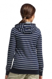 Icebreaker Wmns Allure LS Zip Hood Stripe / Admiral/Snow/Natural - XSmall