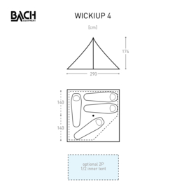 Bach WickiUp 4 inclusief gehele binnentent