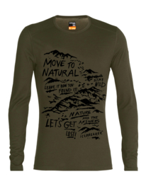 Icebreaker Mens 200 Oasis LS Crewe Travel Diaries / Loden - L-XXL