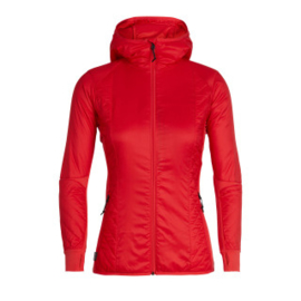 Icebreaker Wmns Helix LS Zip Hood / Ember/Jet HTHR - Small