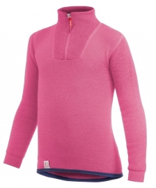 WOOLPOWER Kids Zip Turtleneck 200 - blauw - groen - rose