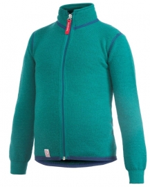 WOOLPOWER Kids Full Zip Jacket 400 - blauw - groen - rose