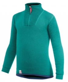 WOOLPOWER Kids Zip Turtleneck 200 - blauw - groen - rose