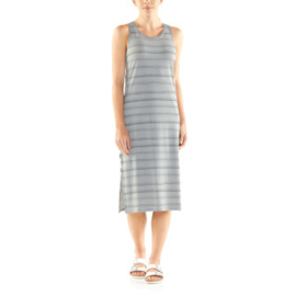 Icebreaker Wmns Yanni Tank Midi Dress / Lunar HTHR/Panther/Scratch Stripe - Small