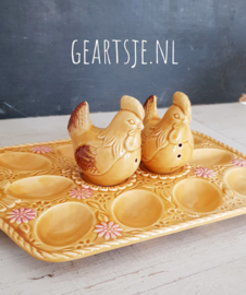 vintage EIERPLATEAU met KIPPETJES