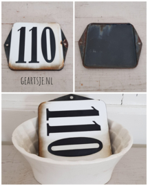 SHABBY EMAILLE NUMMER PLAAT - 10 x 12,5 cm -
