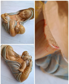 vintage WANDPLAQUETTE - MARIA en kindje JEZUS -