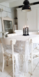 TULE met bloemetjes - 4 m - creme - Jeanne d'Arc Living