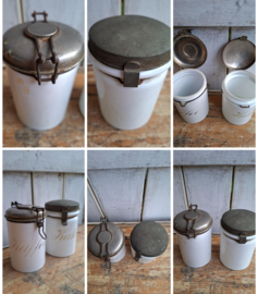 oude VOORRAAD-POTJES - set 2 stuks -