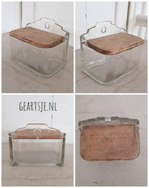 vintage ZOUTPOT - glas/hout -