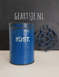 oud 'RIJST' BLIK - blauw -