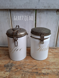 oude VOORRAAD-POTJES - set 2 stuks -