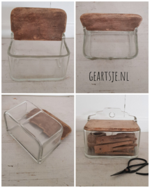 vintage ZOUTPOT - glas/hout -