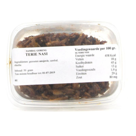 Gebakken sambal goreng Ikan Terie  (sorry op dit  moment is de inkoop vreselijk duur)