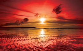 Fotobehang Zonsondergang bij het Strand
