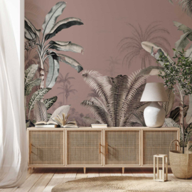 Annet Weelink Dreamy Jungle Dark Blush Mural