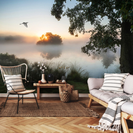 Fotobehang Zonsopgang bij meer