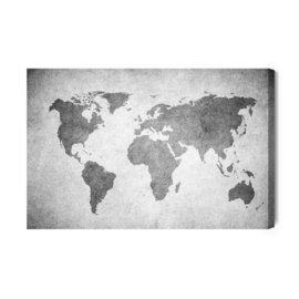 Canvasdoek World Map In Shades Of Grey