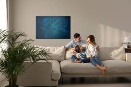 Canvasdoek Modernist Blue World Map