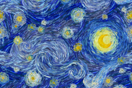 Canvasdoek  Starry Night In The Style Of Vincent Van Gogh