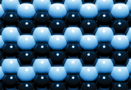 Fotobehang Modern 3D Blue And Black Ball Pattern