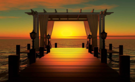 Fotobehang Zonsondergang bij het Strand