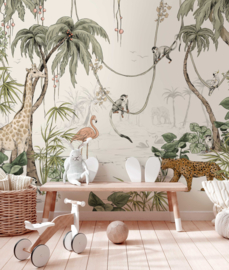 Annet Weelink Jungle Jazz Off White Mural