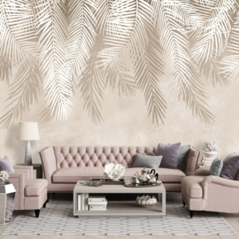 Fotobehang Beige palmbladeren