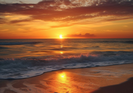 Fotobehang Strand bij zonsondergang