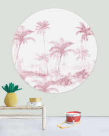 Creative Lab behangcirkel Exotic Palms Pink 95cm