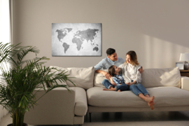 Canvasdoek World Map In Shades Of Grey