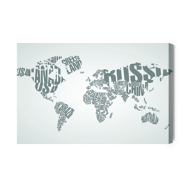 Canvasdoek World Map With Inscriptions