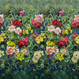 Designers Guild PDG1153/01 Tapestry Flower Vintage Green 140cm x 300cm hoog
