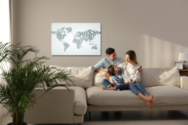 Canvasdoek World Map With Inscriptions