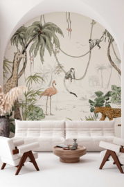 Annet Weelink Jungle Jazz Off White Mural (met gratis lijm!)