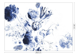 Kek Book V wp-224 Royal Blue Flowers 389,6cm breed x 280cm hoog (met gratis lijm!)