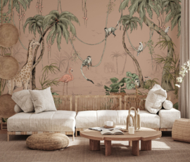 Annet Weelink Jungle Jazz Dusty Blush Mural